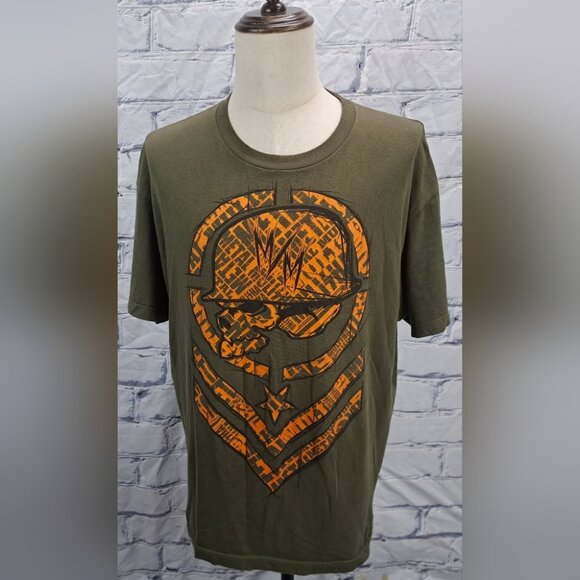 Metal Mulisha Men's Vintage T-Shirt Tee Y2K Military Green Army Helmet Skull XL - Picture 1 of 14